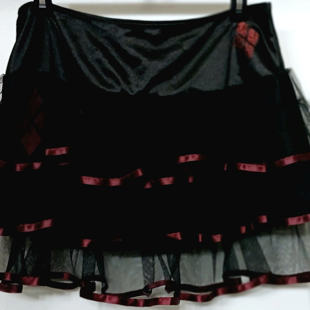 Harley Quinn DC comic Black & Red Faux Leather Corset & Skirt Set XL - Picture 8 of 14